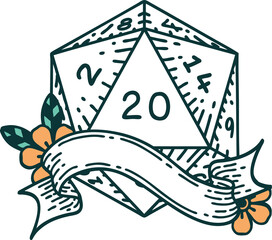 natural twenty D20 dice roll illustration