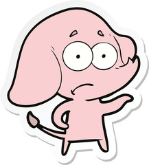 sticker of a cartoon unsure elephant