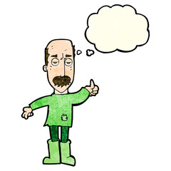 cartoon annoyed old man with thought bubble