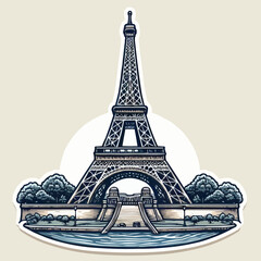 free vector Paris Eiffel Tower Hand draw sketch with white background