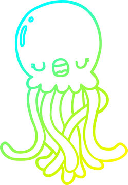recommend clip art: cold gradient line drawing cartoon jellyfish