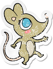 distressed sticker of a cartoon mouse