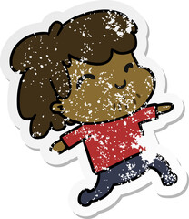 distressed sticker cartoon kawaii boy with stubble