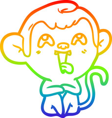 rainbow gradient line drawing crazy cartoon monkey