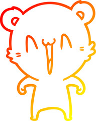 warm gradient line drawing happy polar bear cartoon