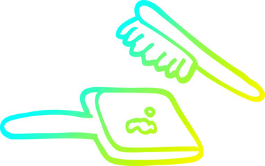 cold gradient line drawing cartoon brush and mirror