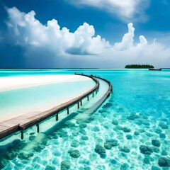 tropical beach in Maldives, blue lagoon