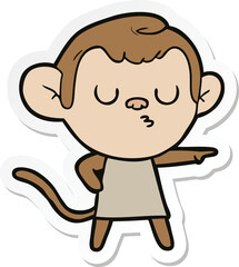 sticker of a cartoon calm monkey