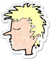 retro distressed sticker of a cartoon male face