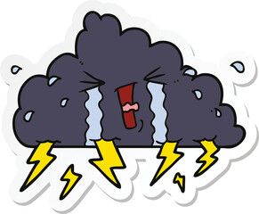 sticker of a cartoon thundercloud