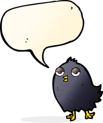funny cartoon bird with speech bubble