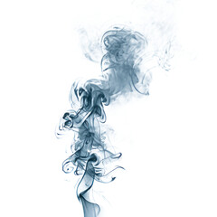 A blue smoke trail is rising from a fire Isolated on transparent background, PNG