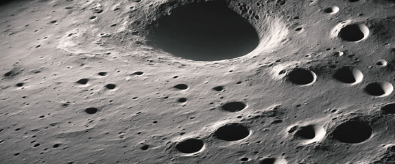 Cosmic landscape Moon surface. Craters on the moon. Moon surface texture - obrazy, fototapety, plakaty