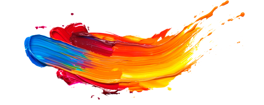 A colorful brush stroke on a white background Isolated on transparent background, PNG