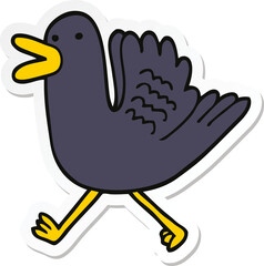 sticker of a cartoon duck running