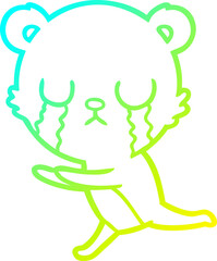 cold gradient line drawing crying polar bear cartoon