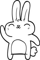 line drawing cartoon happy rabbit