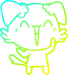 cold gradient line drawing happy little dog cartoon
