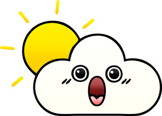 gradient shaded cartoon sun and cloud