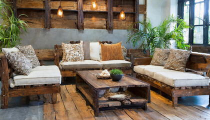 wooden chair and table