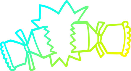 cold gradient line drawing cartoon exploding cracker