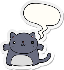 cartoon cat and speech bubble sticker