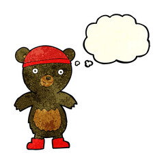cartoon cute black bear with thought bubble