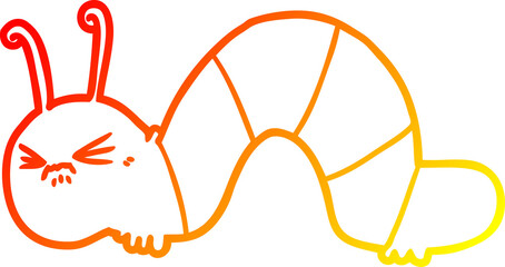 warm gradient line drawing cartoon angry caterpillar - obrazy, fototapety, plakaty