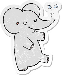 distressed sticker of a cartoon dancing elephant