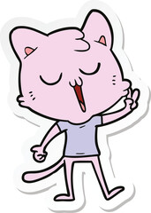 sticker of a cartoon cat singing