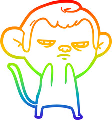 rainbow gradient line drawing cartoon monkey