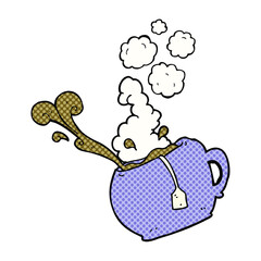 comic book style cartoon cup of tea