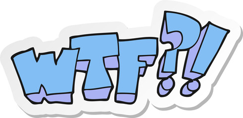 sticker of a cartoon WTF symbol