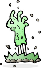 cartoon zombie hand rising from ground