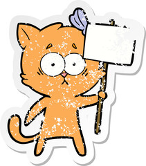 distressed sticker of a cartoon cat