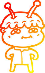 warm gradient line drawing friendly cartoon spaceman