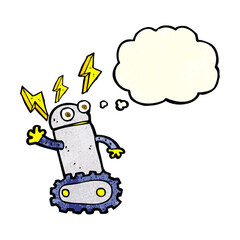 cartoon robot with thought bubble