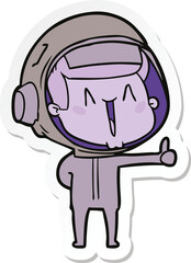 sticker of a happy cartoon astronaut