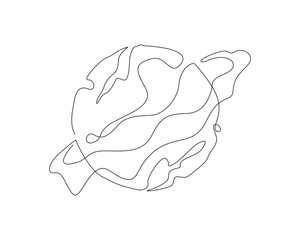 Continuous one line drawing of Outer space planet . Outer space asteroid in simple outline illustration. Editable stroke.