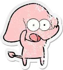 distressed sticker of a cute cartoon elephant