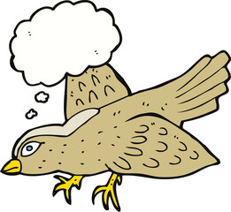 cartoon bird with thought bubble