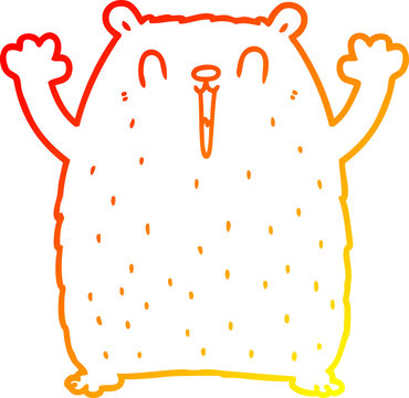 recommend clip art: warm gradient line drawing happy cartoon bear
