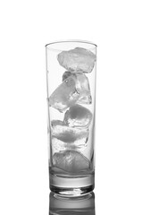 tall glass with ice isolated on white background.