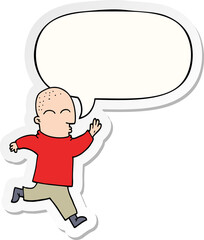cartoon man running and speech bubble sticker