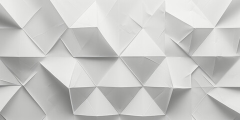 Abstract geometric white paper triangle wall background design in 3D visualization concept