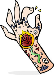 cartoon tattoo hand