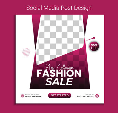 Fashion sale social media post template and trendy gradient colors, poster, flyer, brochure in vector EPS 10.