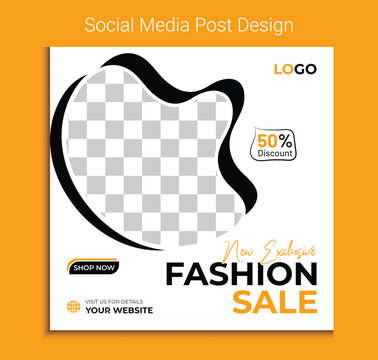 Fashion sale social media post template and trendy gradient colors, poster, flyer, brochure in vector EPS 10.