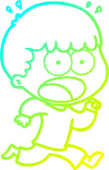 Obraz premium cold gradient line drawing cartoon shocked man running away
