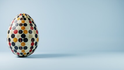 3D minimalist Easter egg design featuring a retro wave pattern, blending modern aesthetics with classic holiday charm.